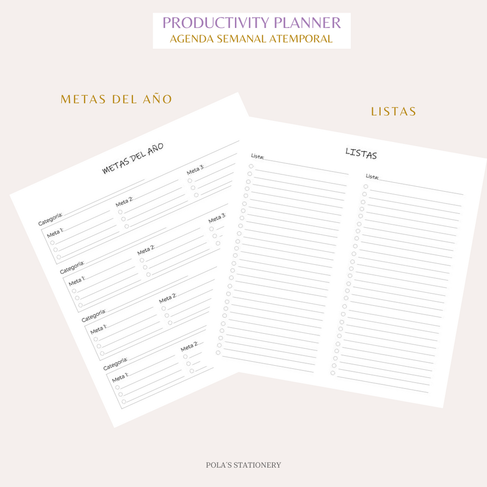PRODUCTIVITY PLANNER - AGENDA ATEMPORAL - DOTS