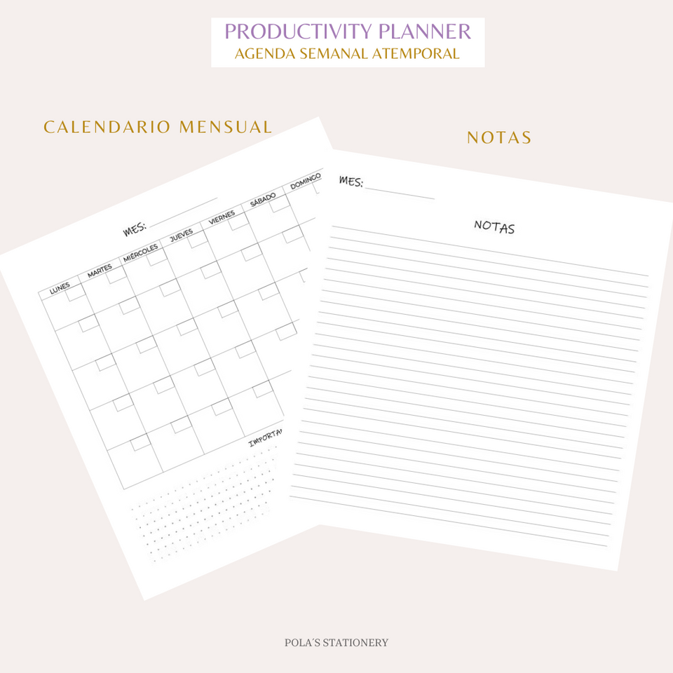 PRODUCTIVITY PLANNER - AGENDA ATEMPORAL - DOTS