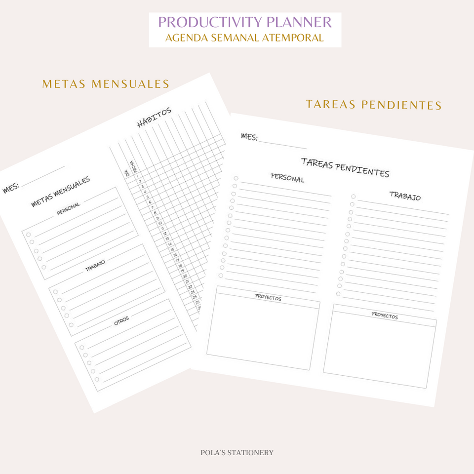 PRODUCTIVITY PLANNER - AGENDA ATEMPORAL - DOTS