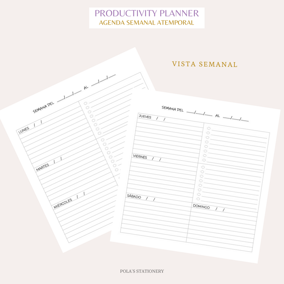 PRODUCTIVITY PLANNER - AGENDA ATEMPORAL - DOTS