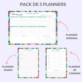 PACK DE 3 PLANNERS- Flowers dark