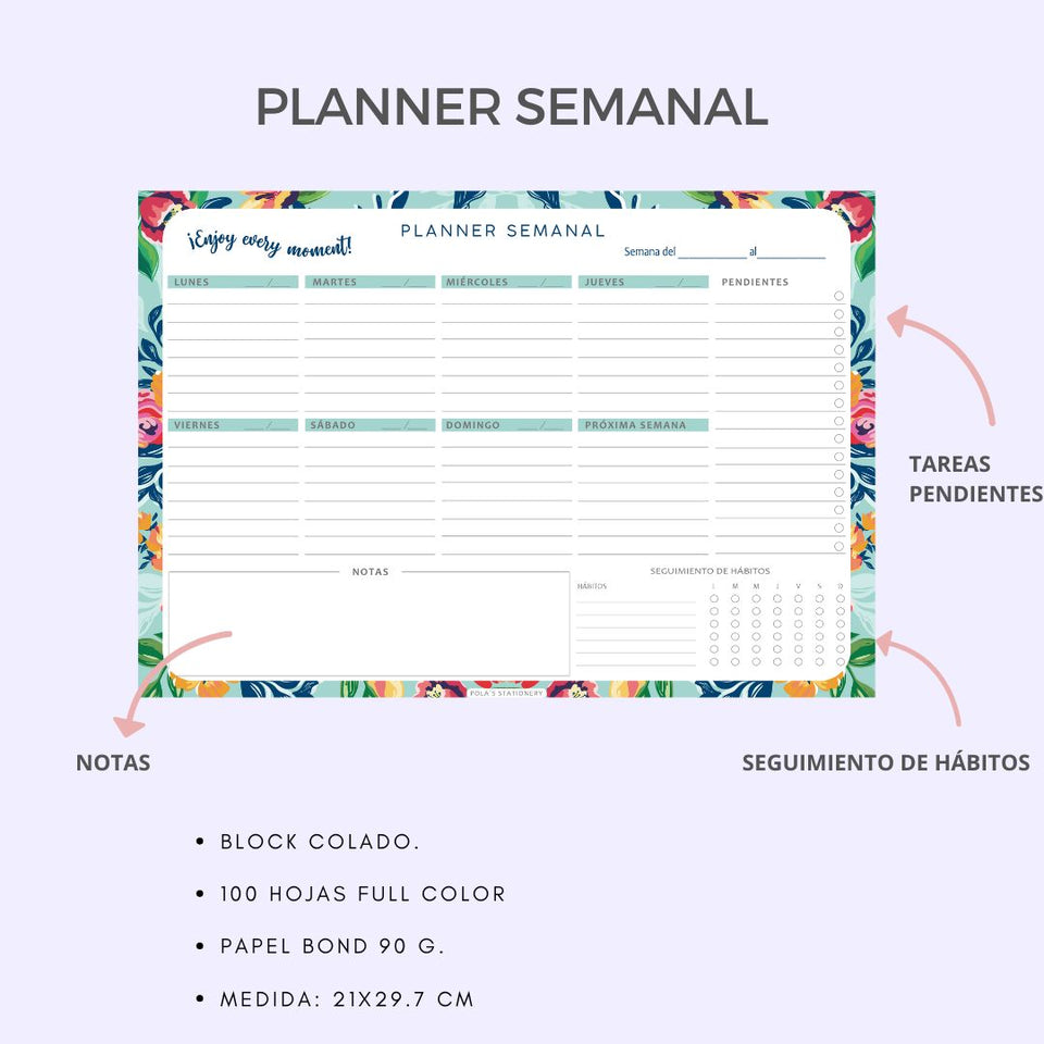 PACK DE 3 PLANNERS- Flowers dark