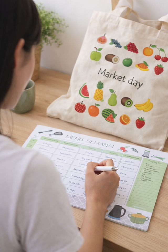 PACK PLANNER SEMANAL DE COMIDAS + TOTE BAG🛒🍅🥑