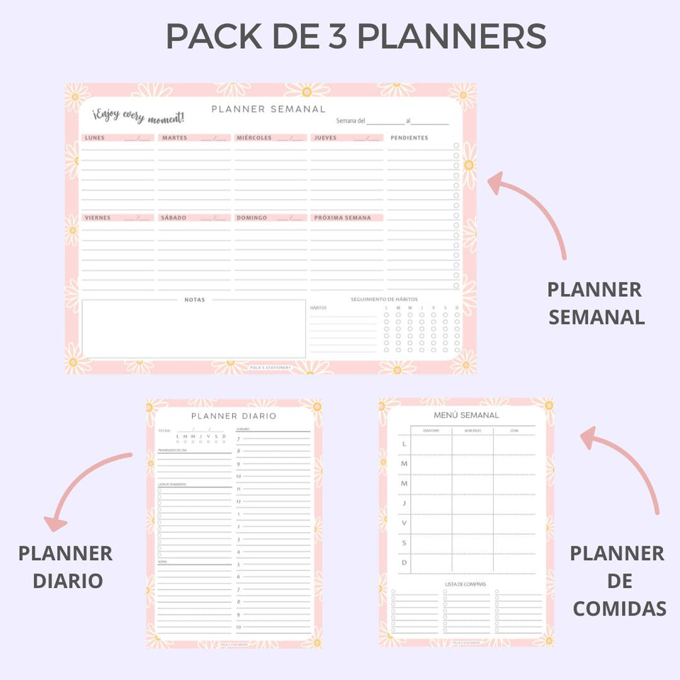 PACK DE 3 PLANNERS - Margarita